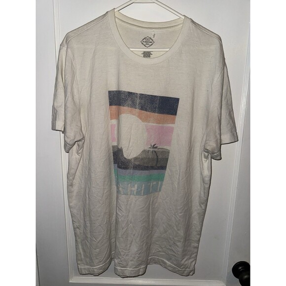 St. John's Bay Mens L White Tahiti Print Short Sleeve T Shirt - Picture 1 of 3